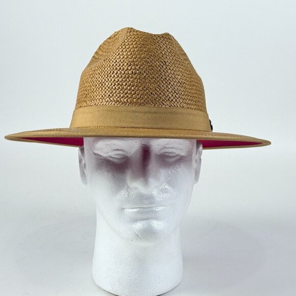 Bruno Capelo  Mens 7.5" 75/8 Straw Amish Hat X-Large Tan & Red Farmer Style - Picture 2 of 12